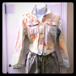 FUN! ☀️Custom Denim Jacket “Creamsicle” colors